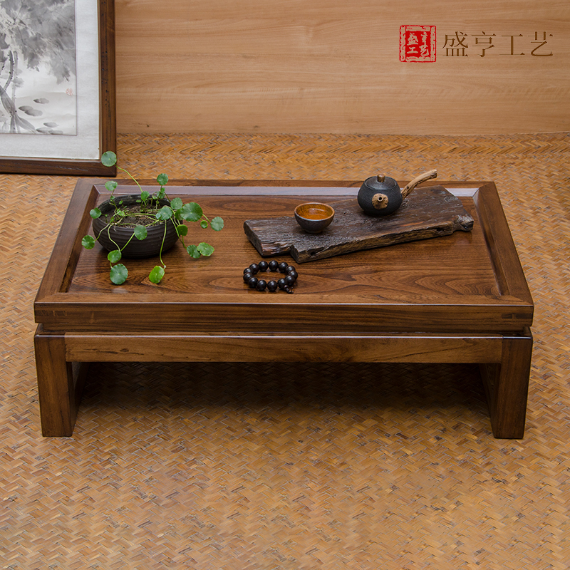 Elm Kang Kang table Low table Bay window Kung Fu small tea table Small tea table Small table Solid wood Chinese tatami tea table