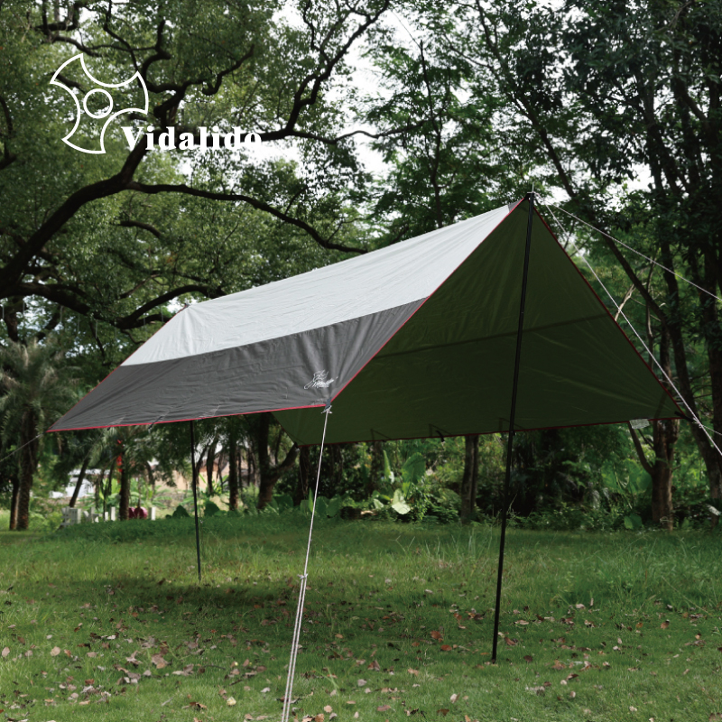 Outdoor camping 8 - 10 people sky tent coated silver anti - UV barbecue sky beach activity shade