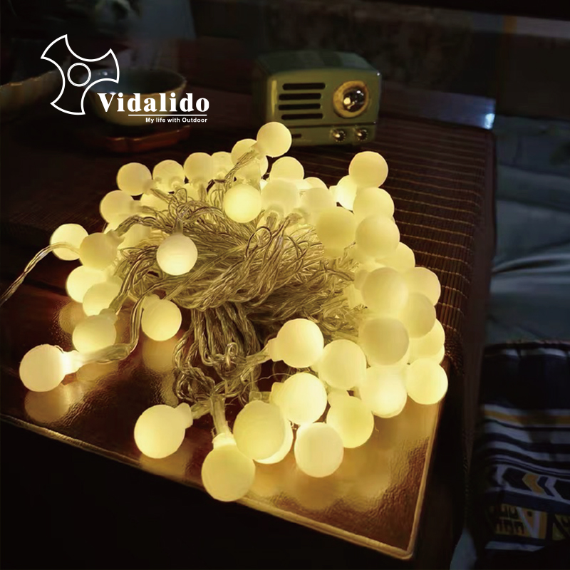 Outdoor camping atmosphere decorated Bubble lights LED lights warm color line tent sky camping lights videolido