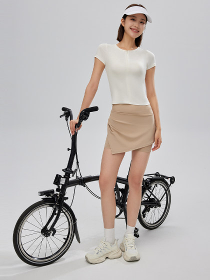 Neverme Sports Skirt 여성 가짜 2 피스 하이 허리 배꼽 주름 외부 마모 엉덩이 커버 러닝 피트니스 정장 여름 스커트