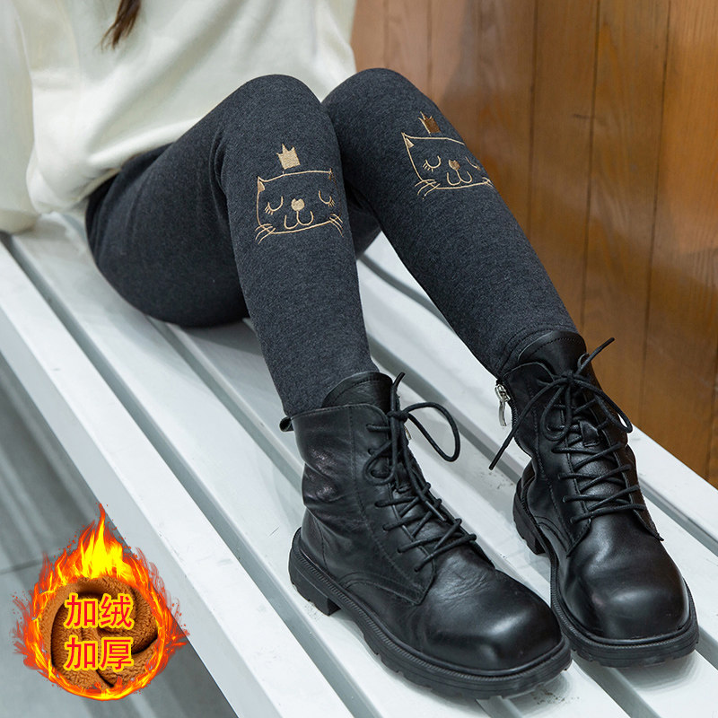 British next kiss girl inside lap pants gush outside wearing all-suede children girl thickened long pants