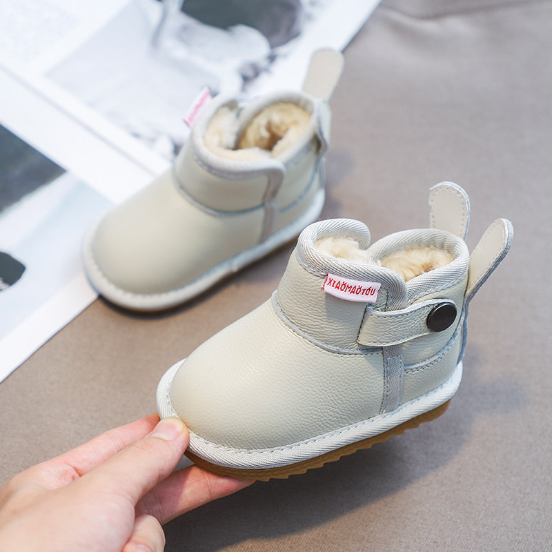 UK Next Kiss Baby Snowy Boots Soft-bottom Walking Shoes Waterproof Non-slip Male And Female Child Plus Suede Thickened Cotton Shoes