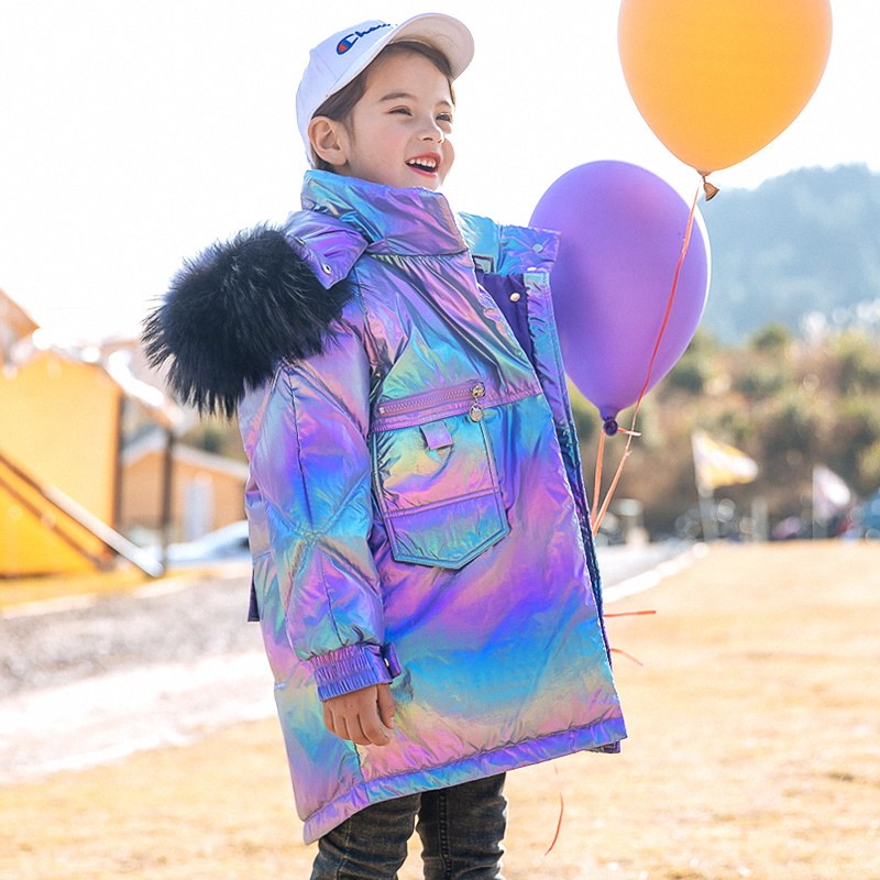 Britain's next kiss girl's down suit for long version 2021 new children's foreign pie thickened jacket white duck down