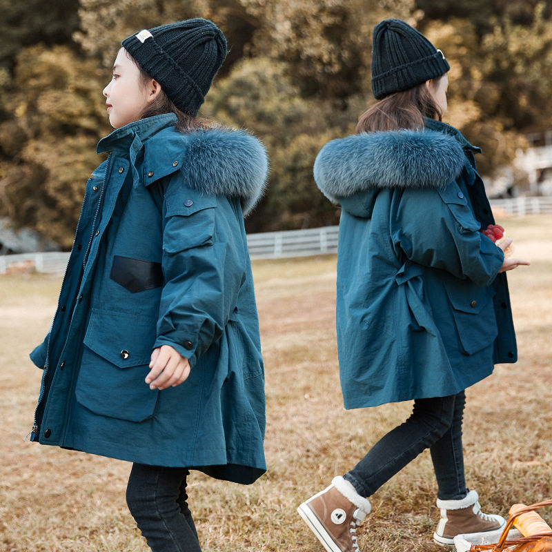 British next kiss girl down jacket medium-length version of the 2020 new Korean version of the child thickened jacket
