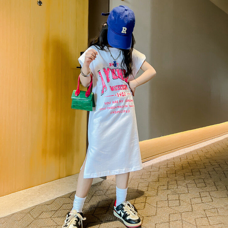 UK Next Kiss Girl Foreign Dress 2022 Summer Net Red Sweatshirt Long Dress Slim Jean Machia Short