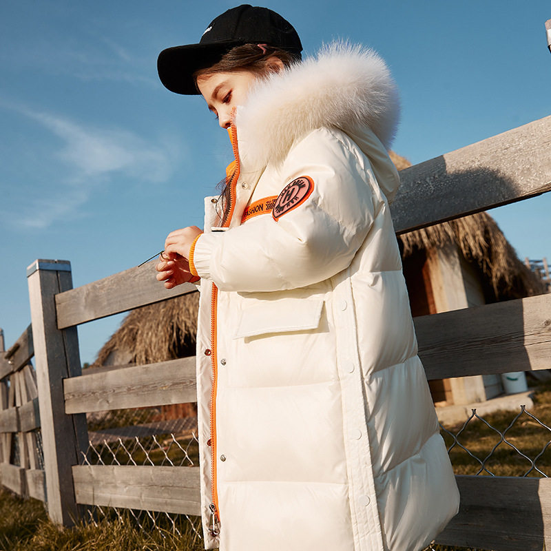 Britain's next kiss children's down clothes 2020 new Winter Korean version of the long version CUHK Thickened Jacket