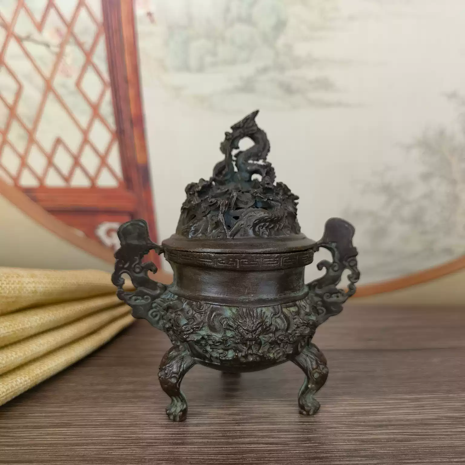 古玩铜器四大神兽四象朱雀风水镇宅铜摆件复古铜器星宿信仰摆件-淘宝