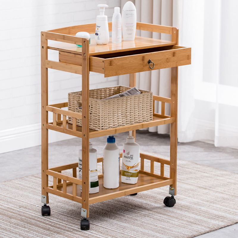 Nanzhu dining car tea water truck storage shelf storage and finishing trolley storage shelf beauty salon tools car solid wood