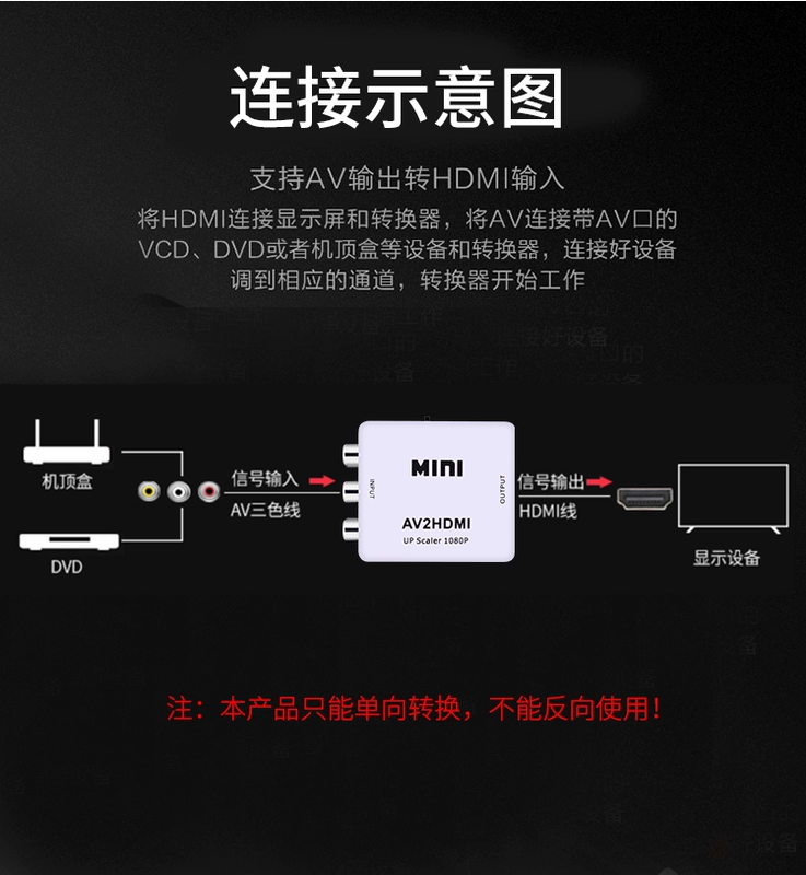 Jinghua 3RCA sang HDMI HD chuyển đổi AV sang HDMI với âm thanh chiếu ba hoa sen sang hdmi - TV