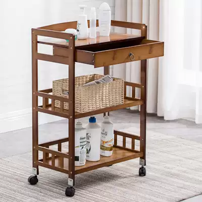 Kitchen dining car Hot pot shop shelf Side dish rack Dining room ear picking shop tool car Beauty salon trolley Solid wood