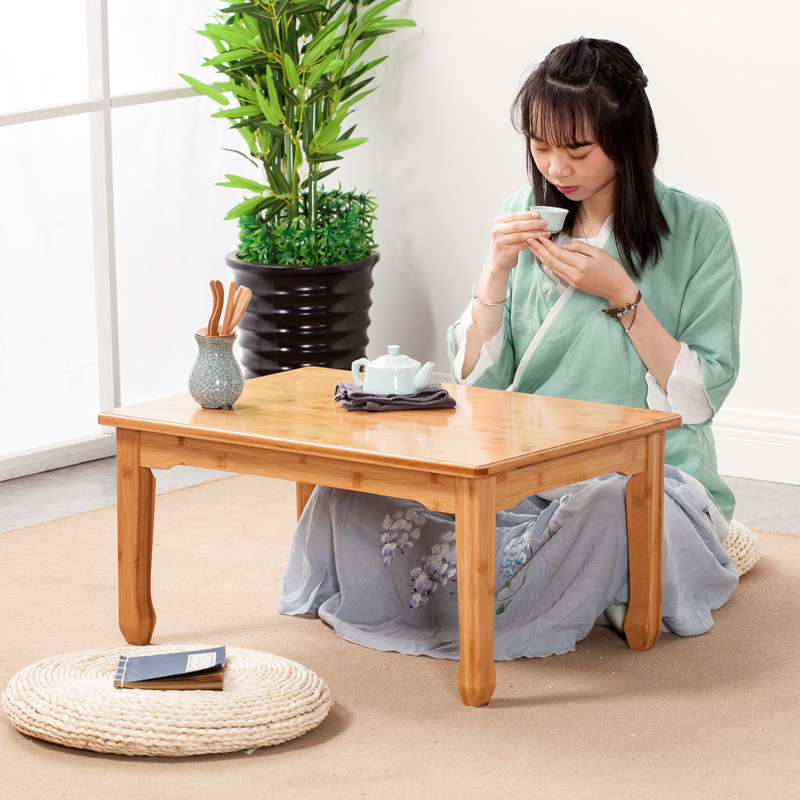 Kang Table Household Solid Wood Kang A Few Tatami Tatami Small Table Sitting Area Rural Dining Bamboo Day Style Short Table Floating Window Small Tea Table