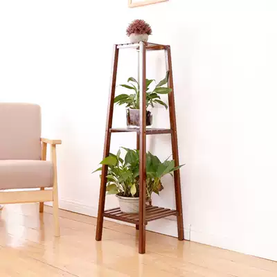 Living room bamboo flower stand golden Ge balcony multi-level floor flower table indoor orchid potted shelf solid wood