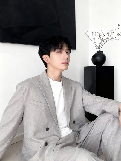 Korean Uamtor Men's Autumn and Winter Double-Breasted Suit Set, High-End Korean Style Casual Suit, Loose Jacket, Trendy