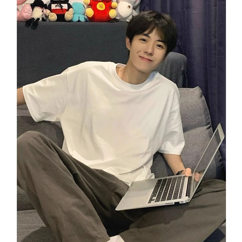 Korean Uamtor American-Style White Pure Cotton Short-Sleeve T-Shirt for Boys, Summer Youthful Look, Couple's Inner Wear Base Layer