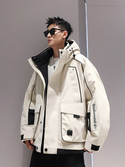 Südkorea Uamtor Herren Daunenjacke Winter weiße Entendaunen Arbeitskleidung funktionelle Kapuze lose verdickte winddichte Jacke