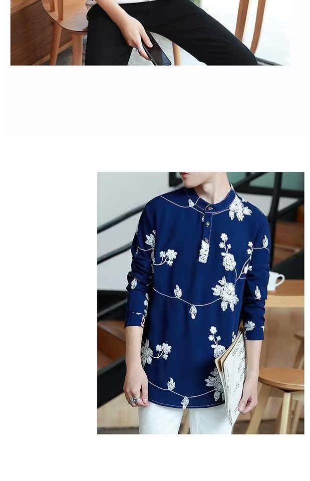 Áo sơ mi nam dài tay mùa thu một vài áo sơ mi cotton và vải lanh Trung Quốc cỡ lớn những kiểu đồ bộ đẹp