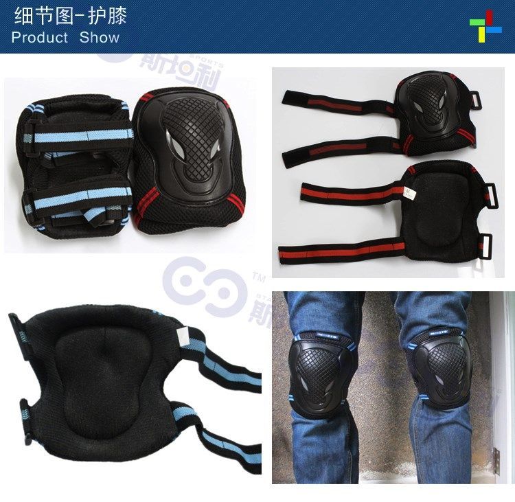 Thể thao trượt ván trượt patin đồ bảo hộ sáu mảnh phù hợp với người lớn trẻ em ngoài trời đi xe đạp bảo vệ đầu gối Bảo vệ khuỷu tay - Dụng cụ thể thao