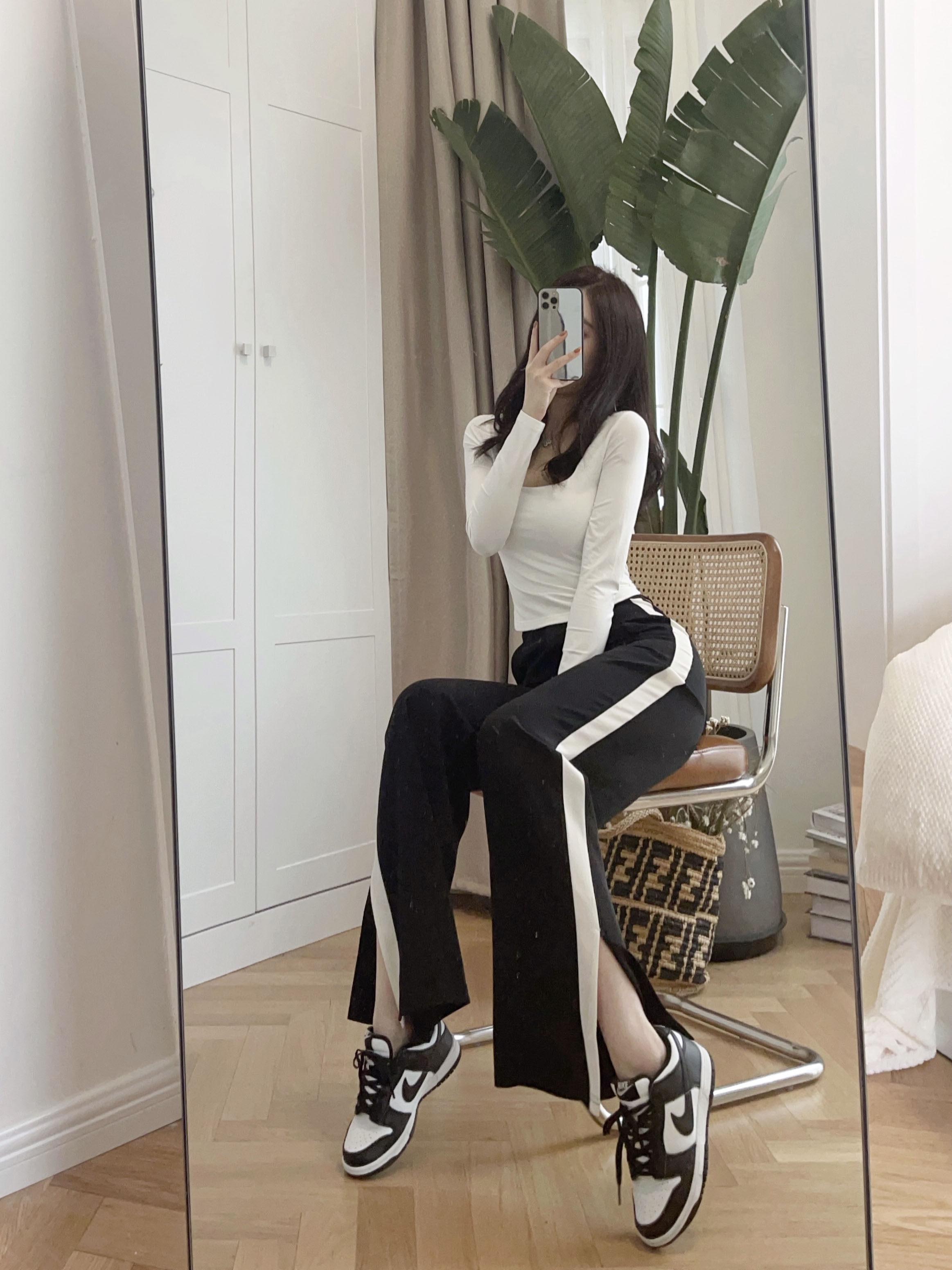 Limited time 30% off nicky black sports casual pants women's thin section ins trendy loose straight high waist 2022 all-match