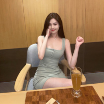 nicky and A and desire green knitted dress for women in spring and autumn with temperament French first love sweet waist and slimming