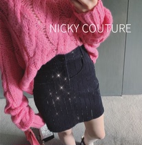 40% off designer 2022 new high waist bag hip skirt black denim slim a-line skirt skirt female autumn