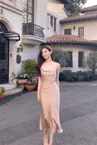 nicky cherry blossom powder suspender skirt female 2022 spring gentle sweet temperament sexy dress high waist long skirt