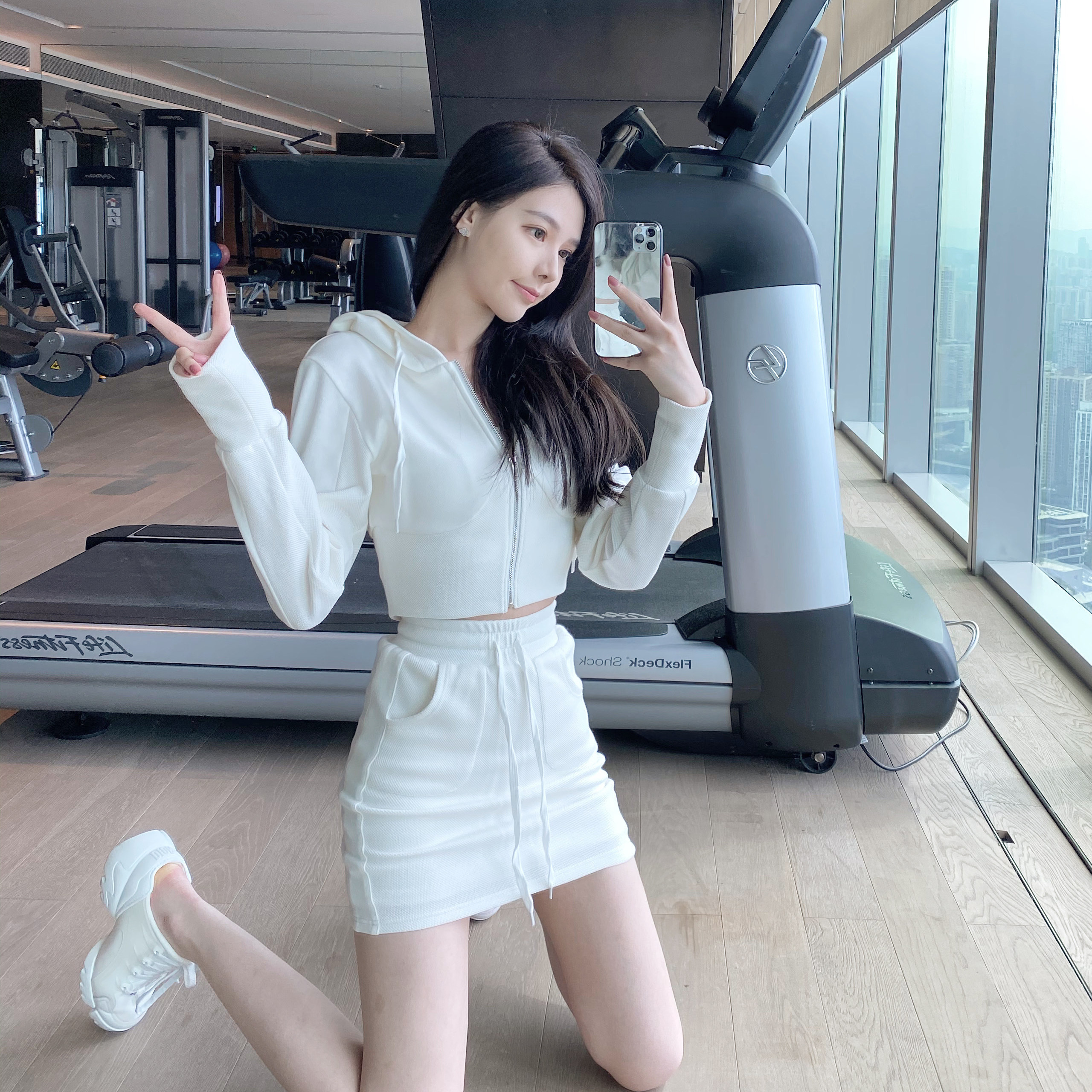 nicky white fashion short jacket fried street hooded sweater women 2021 new trendy ins spring and autumn lazy thin section