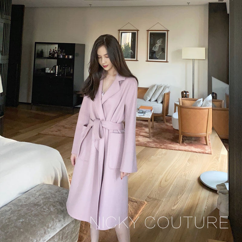 50% off for a limited time Australian wool top grade handmade double-sided fleece coat women's mid-length coat 2022 new