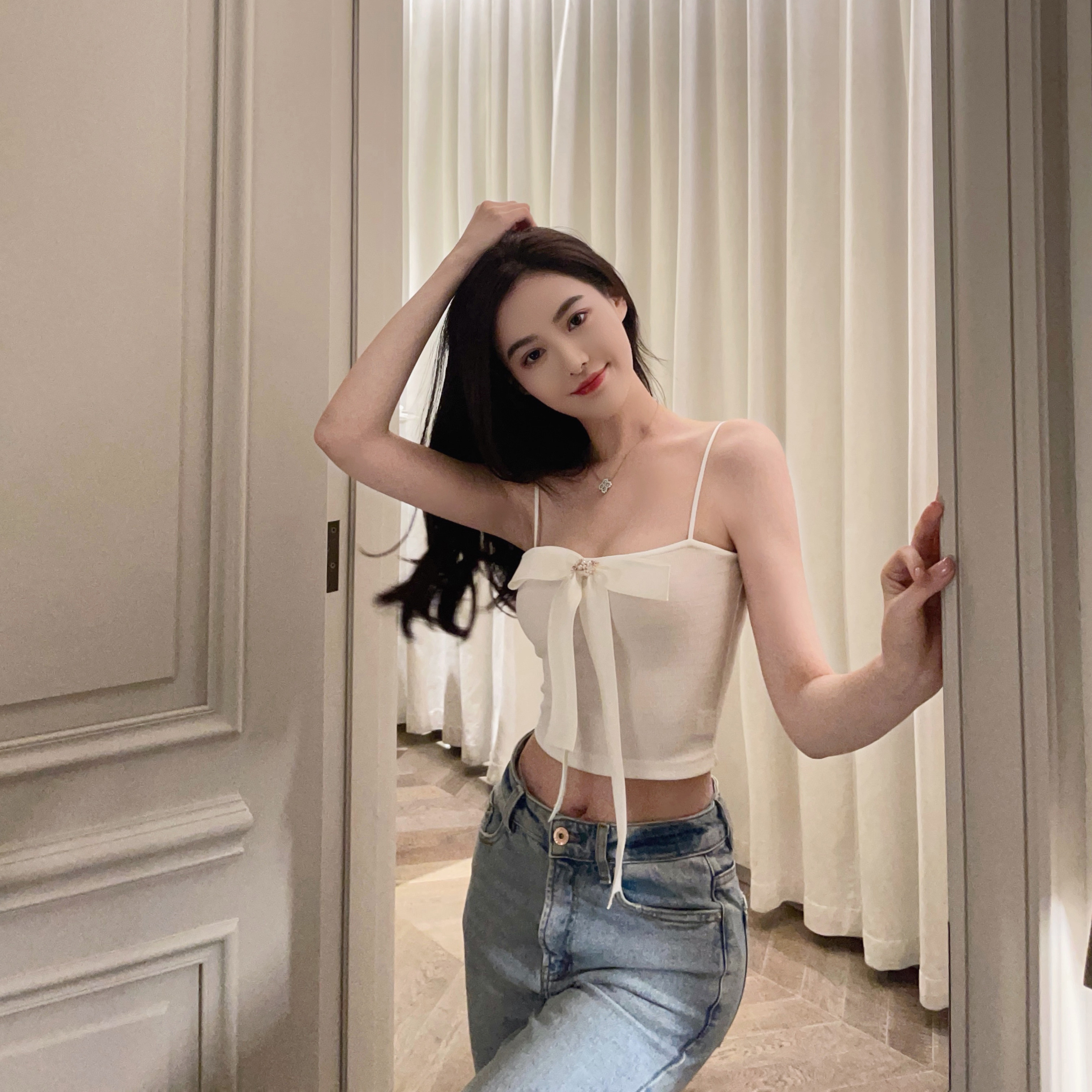 nicky Lianlian Baiyueguang custom bowknot niche camisole female summer wear beautiful back design sense Xiaoxiang