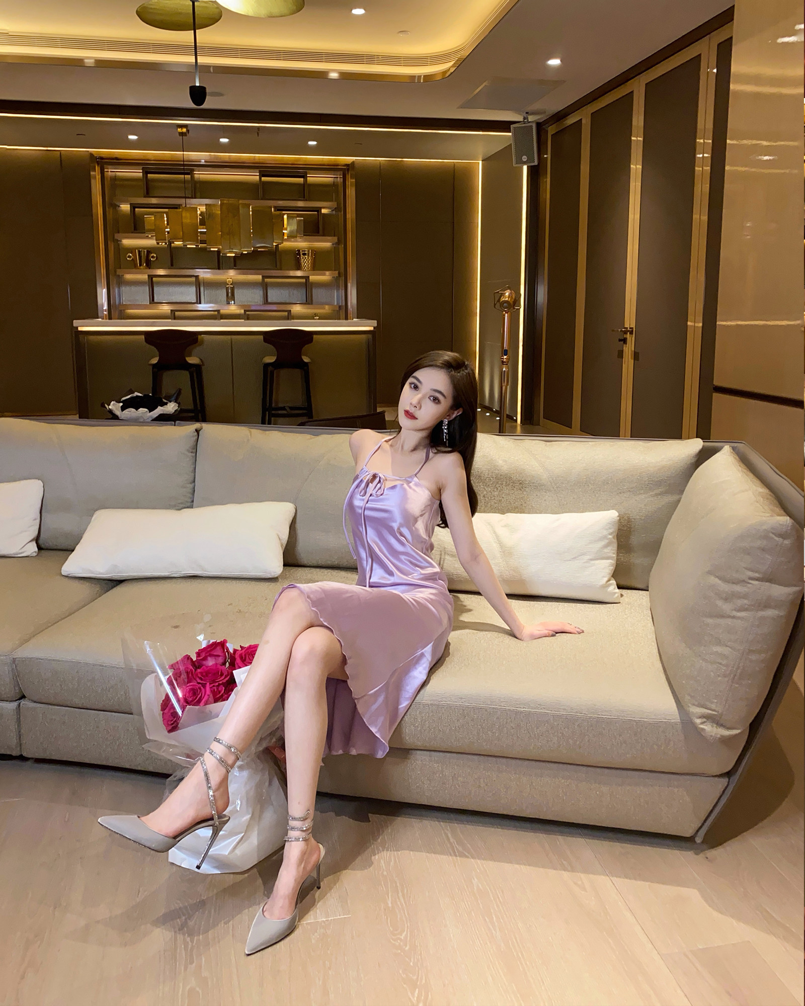 Limited time 30% off nicky first love chic taro purple fairy suspender skirt sexy gloss high-end neck dress