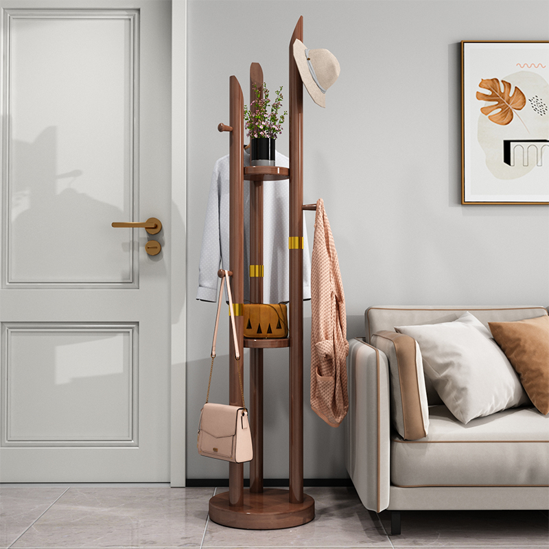 Clothes hat rack full solid wood clothes hanger floor bedroom shelf New Chinese light lavish living room Home hanging clothes hanger containing brief