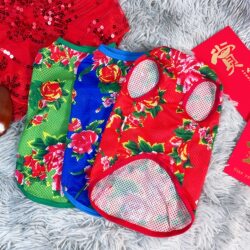 Dog Clothes Summer Style Mesh Vest Northeast Large Floral Pattern Teddy Bichon Pomeranian Large Dogs Small and Medium-Sized Dogs Cats