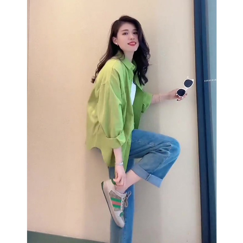 French-Style Green Shirt for Women, Autumn Design, Unique and Exquisite, Slit Long-Sleeve Blouse, High-End Elegant Top French-Style Green Shirt for Women, Autumn Design, Unique and Exquisite, Slit Long-Sleeve Blouse, High-End Elegant Top