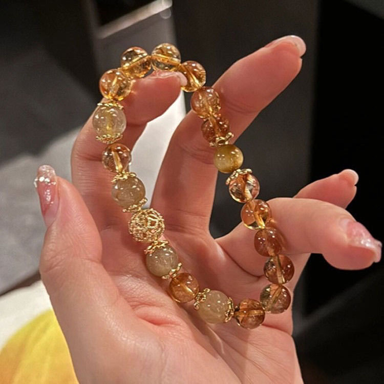 2025 New Model of Wealth-Attracting and Fortune-Turning Yellow Crystal Beaded Bracelet for Women, Light Luxury Niche Exquisite Bracelet, Wealth-Gathering Jewelry