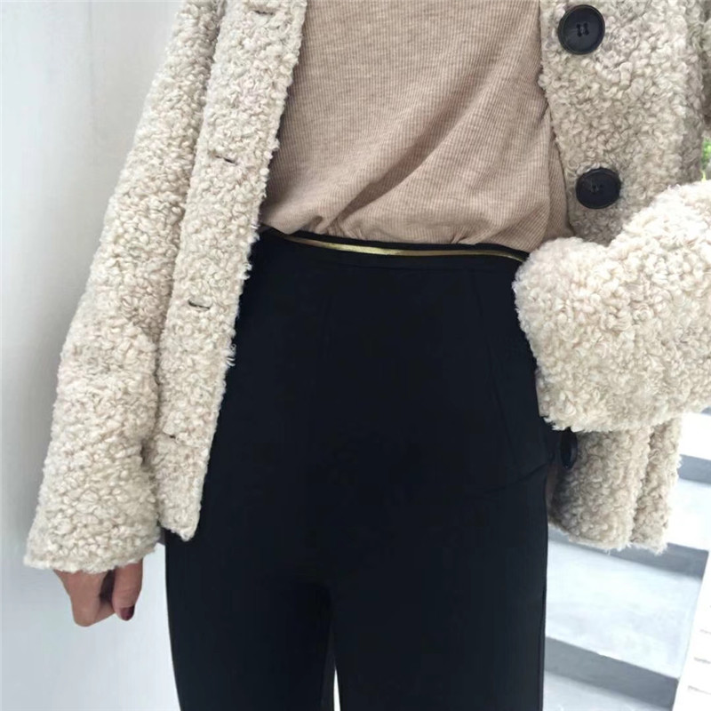 Thu đông 2018 cộng với nhung có size lớn nhỏ màu đen quần vàng quần quần ấm quần legging chân quần DO & COOBA quần nữ phong cách