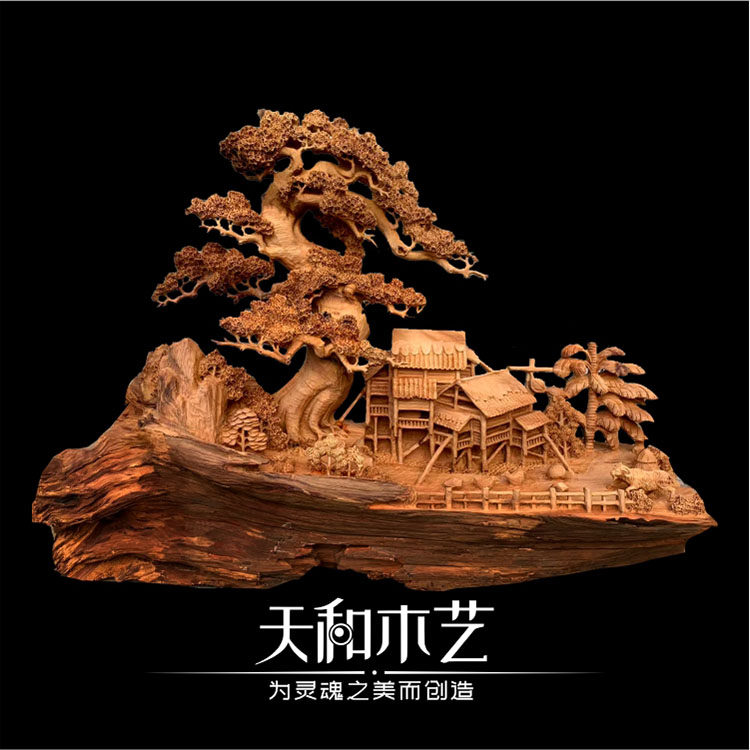 Taihang Cliff Cypress Wood Root Carving Ornament Wood Carving Craft Living Room Natural Tree Root Log Shaped Artwork