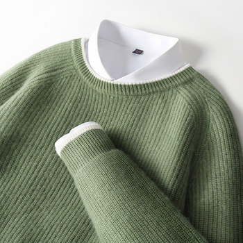 100% wool round neck cashmere sweater loose large size