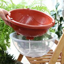 Green flower pot water storage basin double resin pot plastic orchid pot round hanging self-absorbent flower pot lazy pot