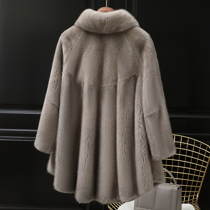 Mink fur coat women's mid-length 2022 new whole mink fur middle-aged and elderly mother large size mink fur coat