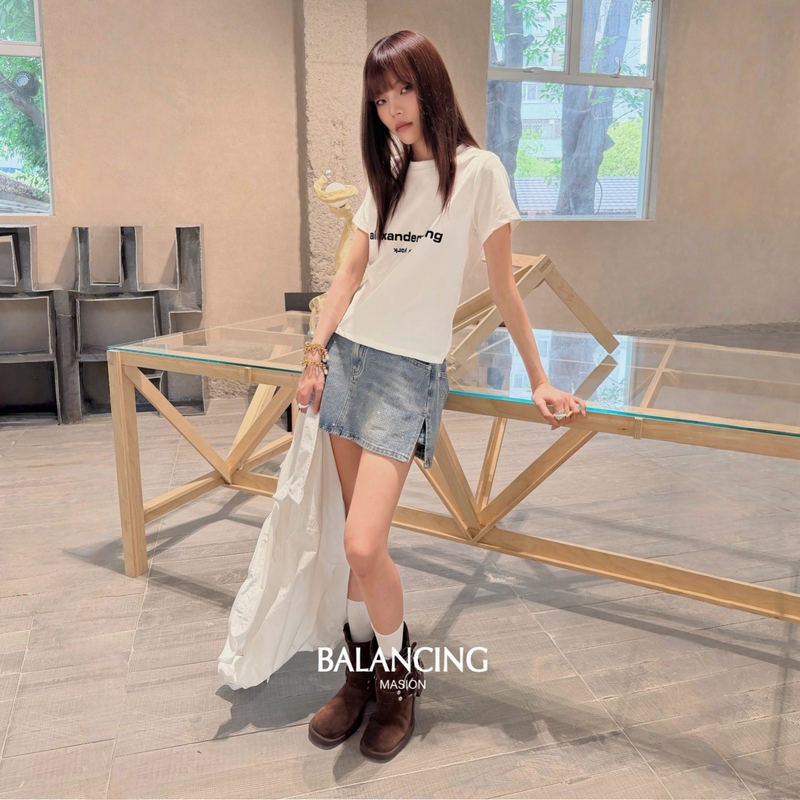 Balance Starry Sky Rhinestone High-Waisted Denim Short Skirt for Women 2026 Summer New Anti-Exposure Skirt