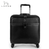 Кожаный универсальный черный чемодан, воловья кожа, из натуральной кожи