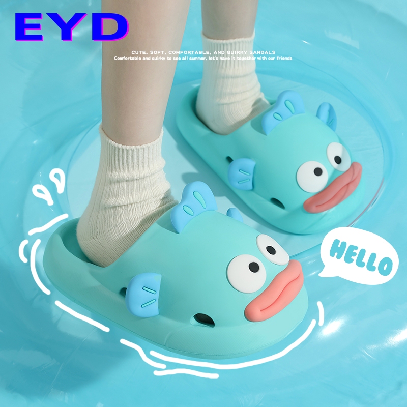 Clownfish Slippers for Women, Summer Closed-Toe Cute Cartoon Indoor Thick-Soled Non-Slip Slippers, Women's Summer Clogs for Home Use