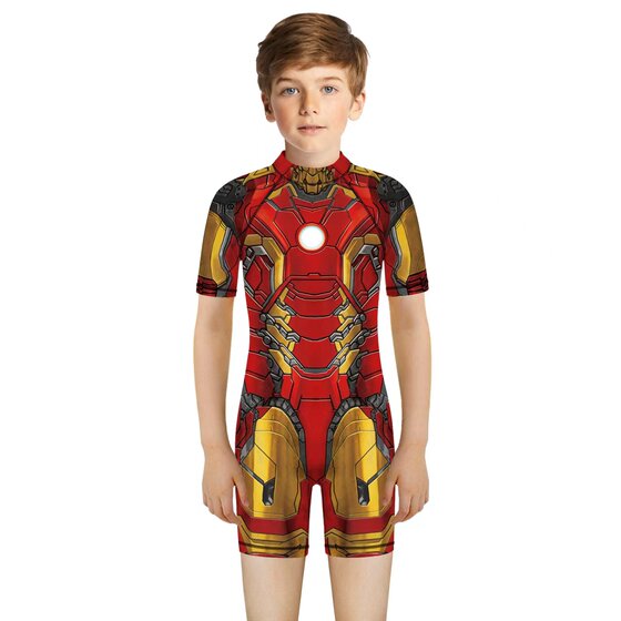 Boys' Spider-Man Children's Swimsuit, Boys' Swimwear, Medium and Large Children's Iron Man One-Piece Quick-Dry Swimsuit, New Model