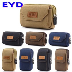 Canvas Mobile Phone Bag, Men's Waist Bag, Multifunctional Mobile Phone Case for Work at the Construction Site, Horizontal and Vertical Style, Sports Belt for Middle-Aged and Elderly People