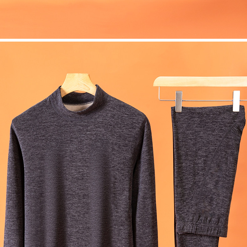 羊绒蚕丝德绒保暖内衣套装男士中高领加绒加厚发热秋衣秋裤男款冬详情25