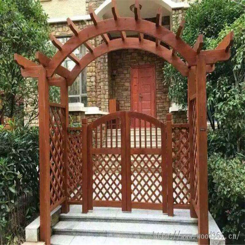 Outdoor garden wood arches semi-circle anti-corrosive wood flower shelf yard decoration climbing vines Carbonwood Eurostyle Courtyard Wooden Door