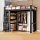 Upper bed and lower table combination bed bookshelf clothes rack loft bed staff student apartment bed small apartment bed wrought iron loft bed