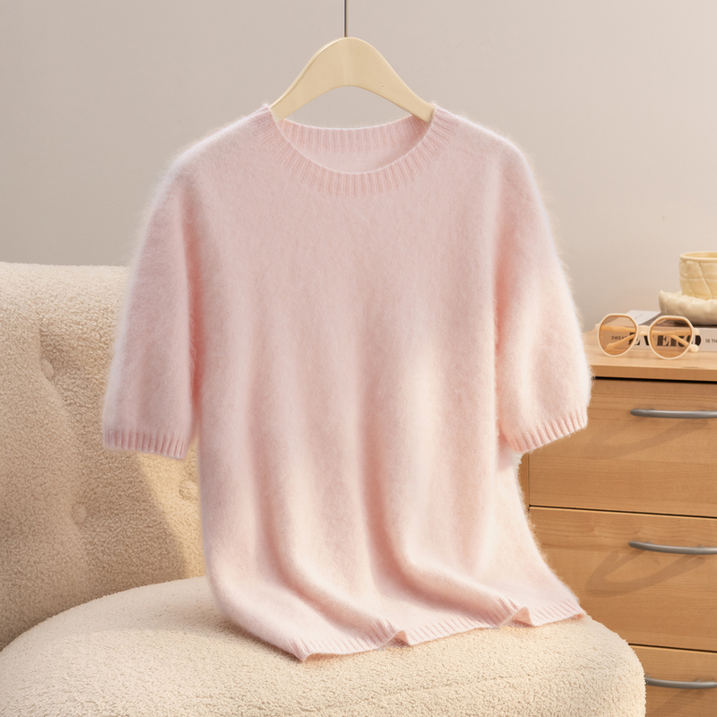 Cashmere Brushed Short-Sleeve Autumn and Winter New Style Five-Quarter Sleeve Wool Sweater for Women, Silk Half-Sleeve Knit Base Shirt Cashmere Brushed Short-Sleeve Autumn and Winter New Style Five-Quarter Sleeve Wool Sweater for Women, Silk Half-Sleeve Knit Base Shirt