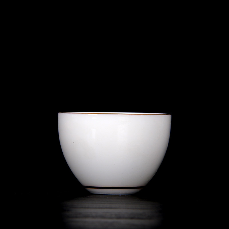Shea Butter Jade Delicate Pure White Sketching Gold Counter Cup Defied White Porcelain Tea Tea Drinking Cup Master Cup Ceramic Tea Cup