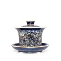 Jingdezhen kiln change Sky glaze big number Cover bowl Jun porcelain kung fu tea set Tea three cups tea ready ceramic tea bowl