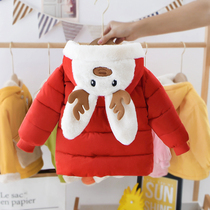 Korean Ocean Gas Girl Cartoon Christmas Small Deer Winter Clothing Childrens Down Cotton Clothing Womens Baby Cotton Padded Jacket Children thickened